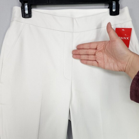 Spanx Pants Ankle Straight White Silver Lining Body Shaping Medium Pull Ons - Picture 9 of 16